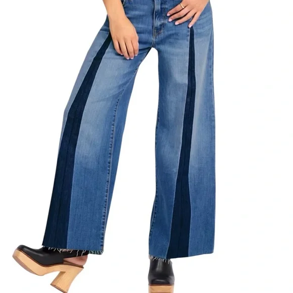 KUT FROM THE KLOTH MEG HIGH RISE WIDE LEG FRONT PLEAT w/ SHADOW RAW HEM - Picture 2 of 5